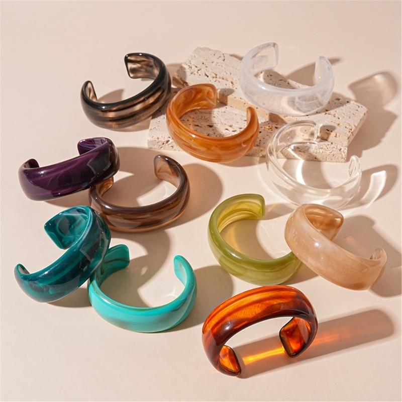 Bracciali Bangle in Acrilico Bangle Rotondo Largo Gioielli Eleganti Accessorio di Moda Artistico Adatto per Donne alla Moda Regalo