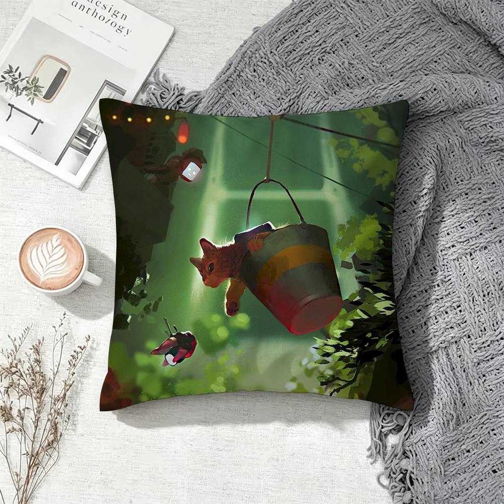 Stray C-Cat Game Square Pillow Case Multi Sizes For Car Home Bedroom Decor Custom Valentine Gifts