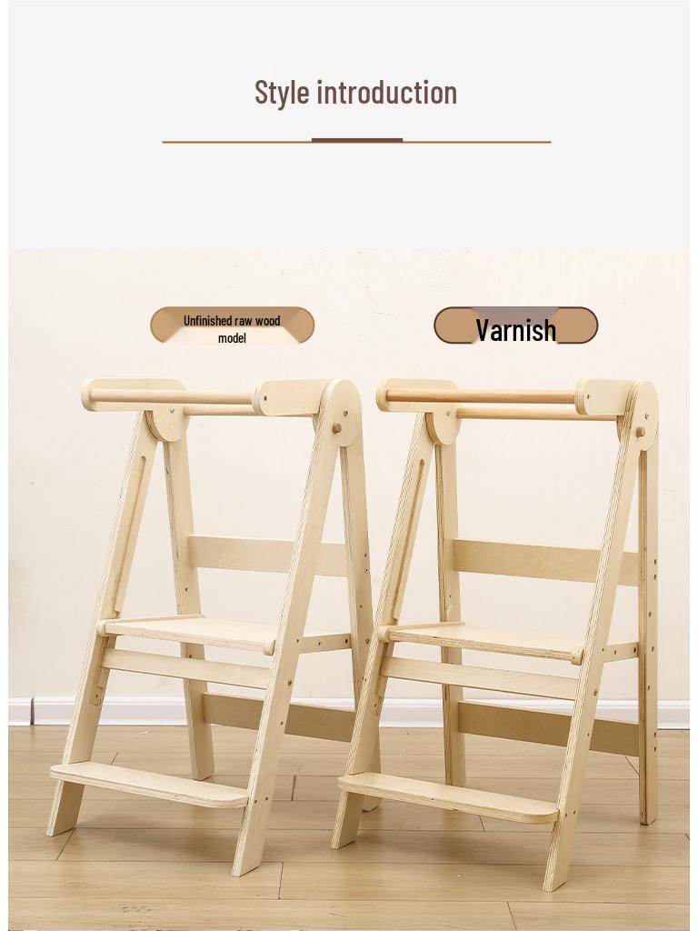 Kids' Montessori Learning Tower: Foldable Anti-Fall Step Stool for Hand Washing & Dining