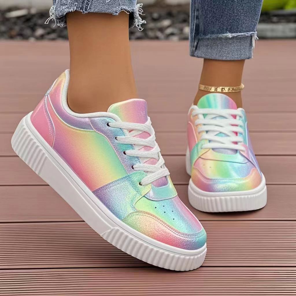 2025 Fashion Sneakers for Women Colorful Dazzling Board Casual Shoes Trendy Youth Comfortable Walking Sneakers