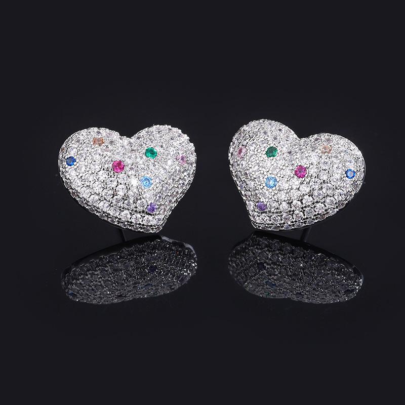 

Ювелирные изделия Свет Роскошь Цветной Бриллиант Любовь Ожерелье Ключица Цепочка Сердце Инкрустированное Цветное Сокровище Серьги-гвоздики