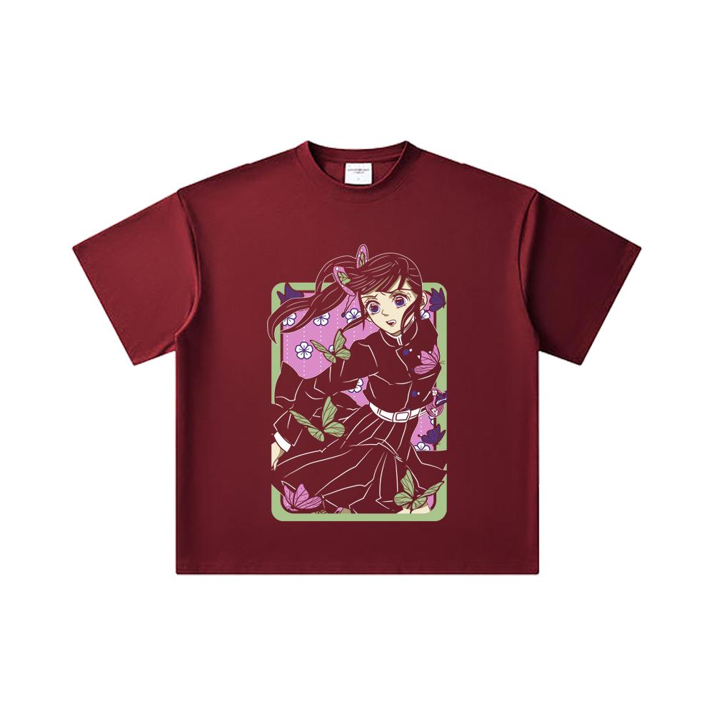 260 GSM Double Yarn 32 Count 100% Cotton Demon Slayer V77 Kanao Print Unisex Heavy Cotton T Shirt