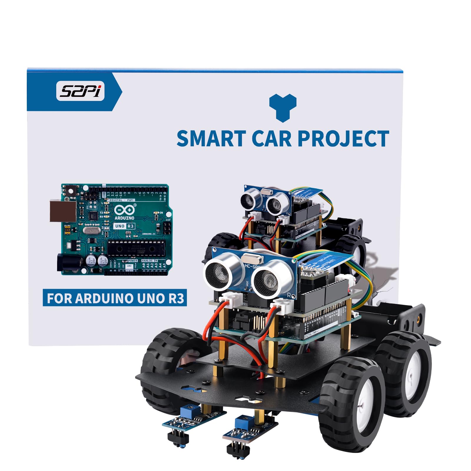 

GeeekPi Smart Robot Car Kit for Arduino UNO R3, STEM Programming Education Electronics Kit/Science Coding Kit with UNO R3 Board