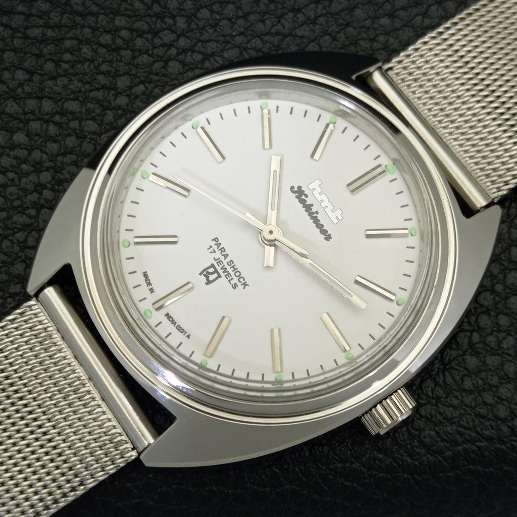 VINTAGE HMT KOHINOOR HAND-WINDING INDIAN MENS WHITE COLOR DIAL WATCH a440940-4 HT-a440940