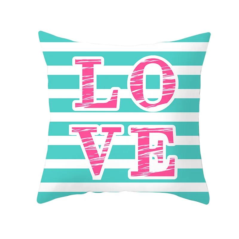 Valentine's Day Cushion Cover Romantic Wedding Party Decorations Print Cushion Cover Pillowcase Valentine's Day Gift