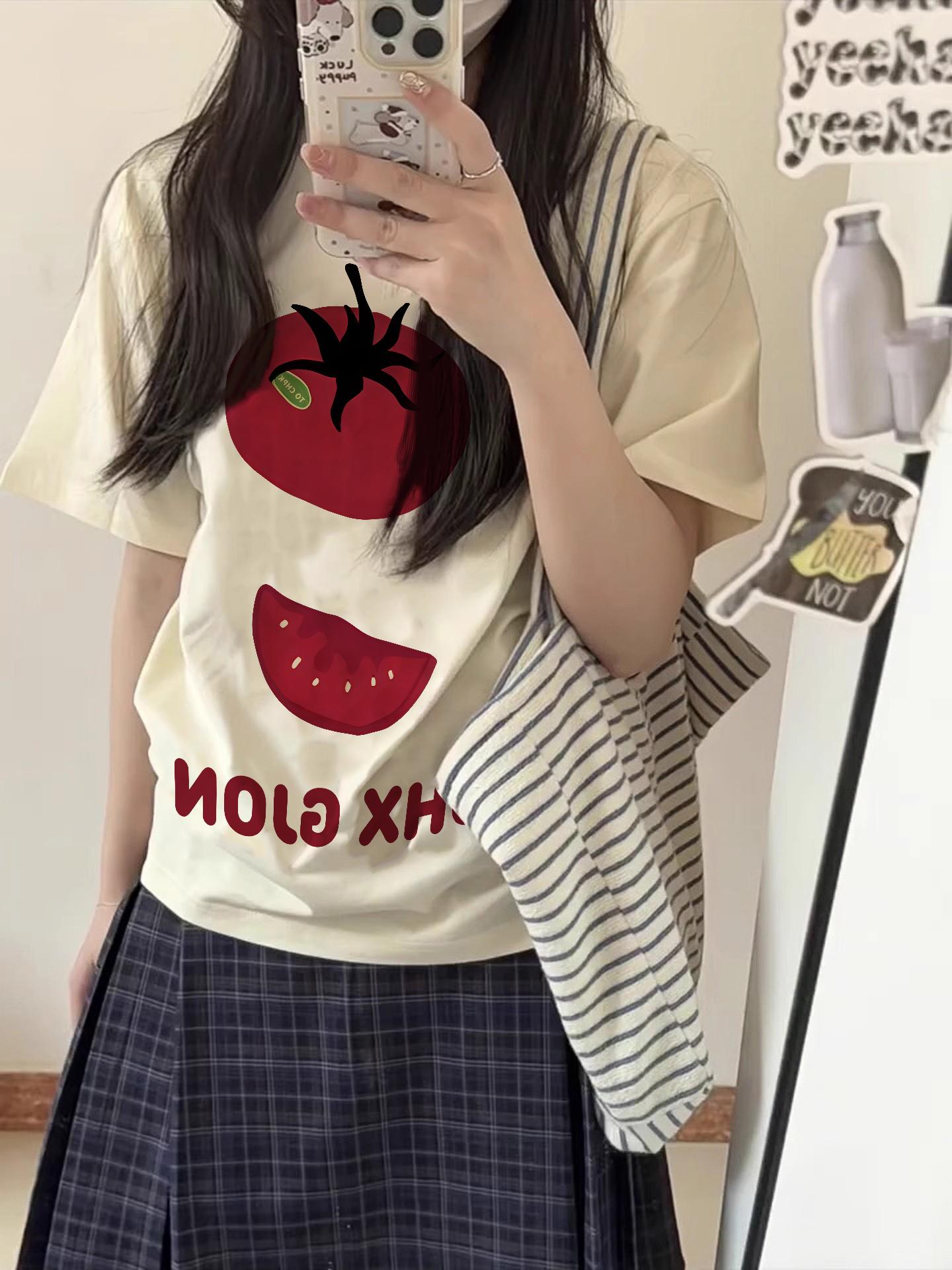 

Корейская сенсация дизайна Маленькая футболка ence ato с принтом ort Sve Хлопок 00% Женская футболка для моды 4XL