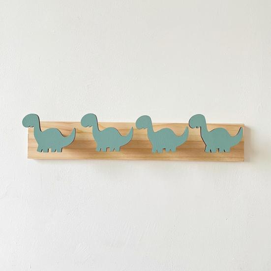 Wall Mounted Storage Hook Strong Load-bearing Dinosaur Shaped Bedroom Entryway Wooden Clothes Hook Coat Hanging Rack