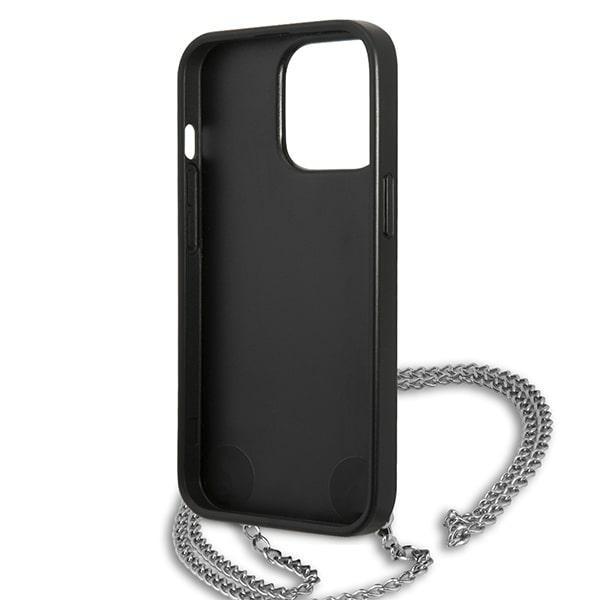 Karl Lagerfeld Klhcp13Lpmk Iphone 13 Pro / 13 6,1 Twarde Etui Czarny/Czarne Teksturowane Skórą I Łańcuszek