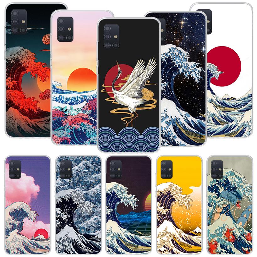 Japanese Style Wave Art Phone Case For Samsung Galaxy A52 A32 A22 A12 A02S A50S A30S A51 A31 AA71 Note 20 Ultra 10 S10 Plus Gala