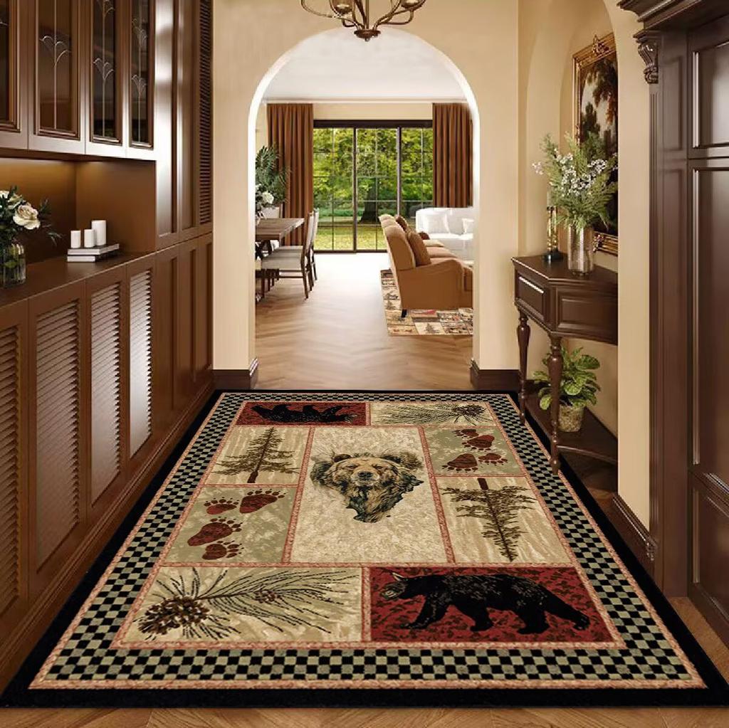 Rustic Style Animal Pattern Carpet Living Room Non-slip Soft Decoration Bedroom Rug Easy Cleaning Entrance Door Mat Customizable