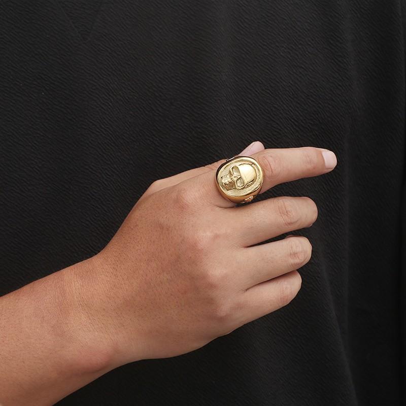 Dicke Schädel Edelstahlringe für Männer Retro Literaturring Punk Halloween Geschenk Zubehör Klobige Anillos Party Schmuck