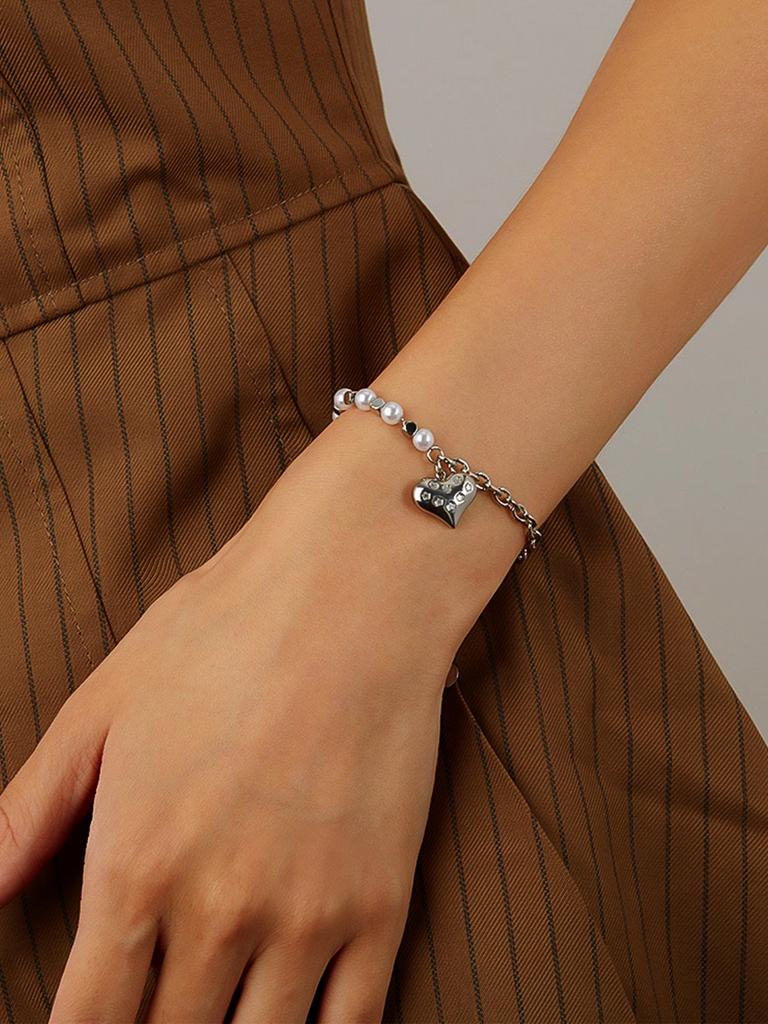 1 Pc Stainless Steel Dainty Zircon Bracelet Trendy Heart Zircon Bracelets 18K Gold Plated Heart Charm Bracelets Women Zircon Gift