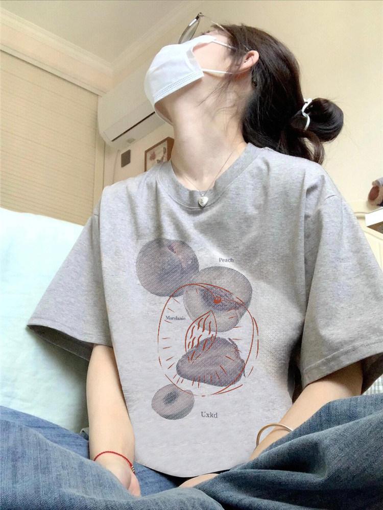 Pure Cotton American Trendy Brand White Short-sleeved T-shirt Women's Summer New Loose Large Size Design Sense Niche Fat MM T-shirt