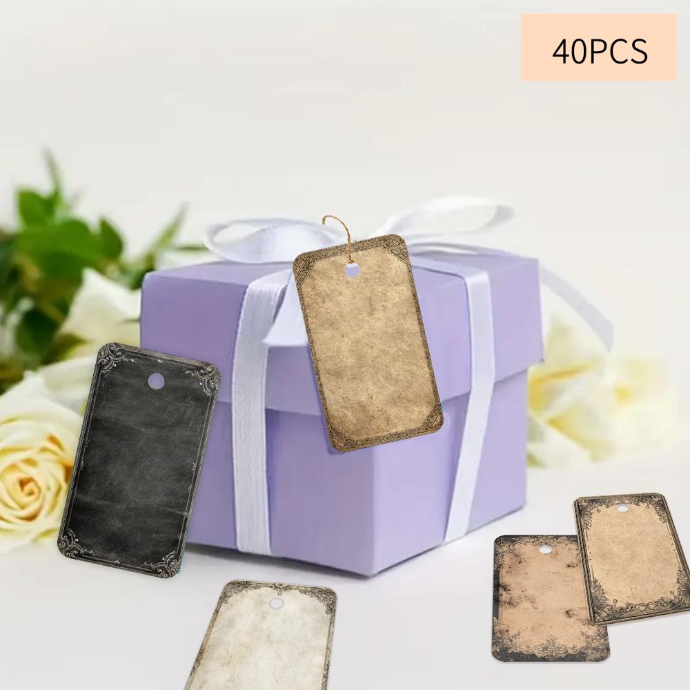 40pcs Vintage Blank Labels for Gifts, Weddings, Bridal Showers, Birthdays, Message Cards, Greeting Cards, Includes Twine