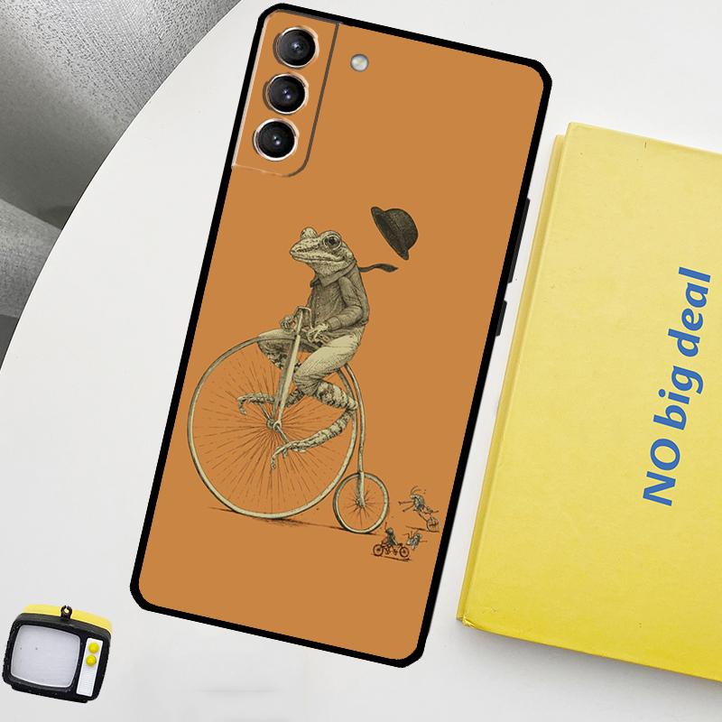 Vintage Retro Frog Mushrooms Phone Case For Samsung Galaxy S25 Ultra S20 S21 S22 S23 Plus S24 Ultra S9 S10 S25 FE Cover