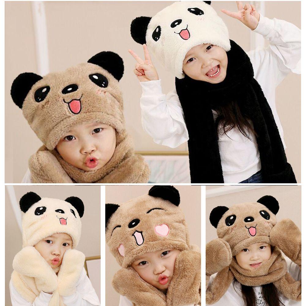 

Cute Scarf Mitten Beanies Apparel Accessories Gloves Set Windproof Scarf Winter Hat Panda Hat