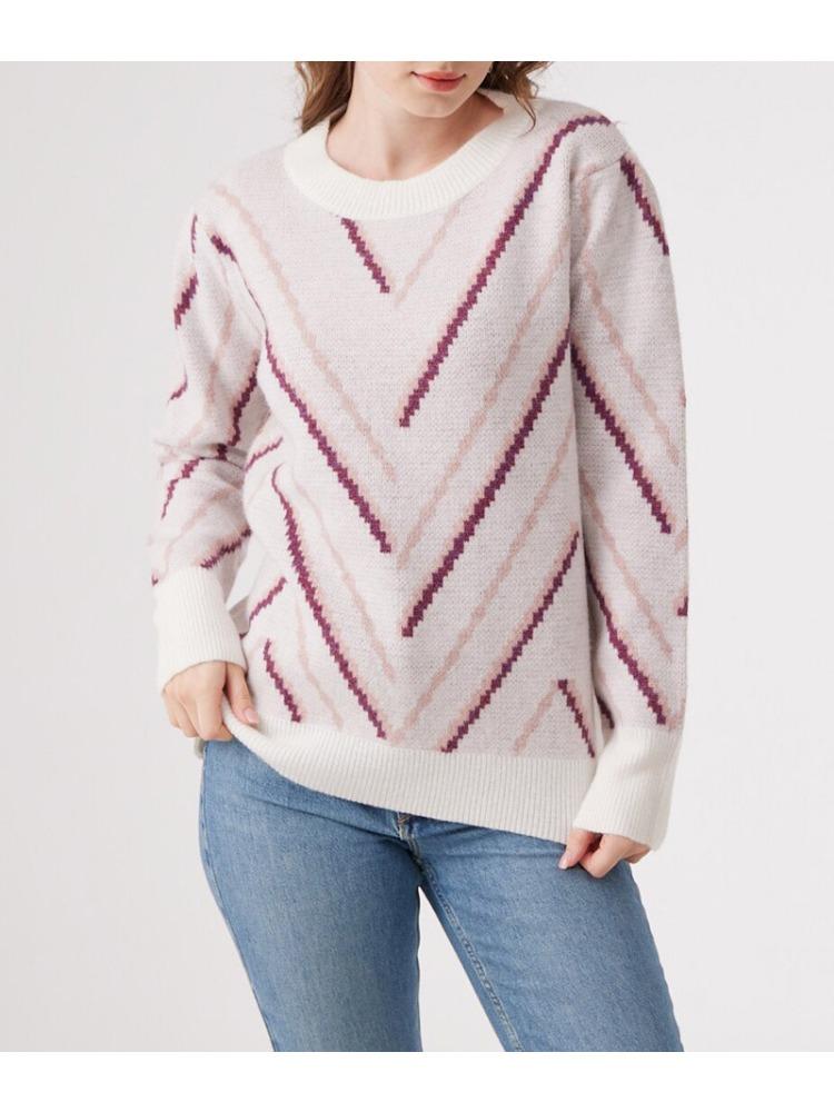 Autumn Winter Round Neck French Vintage Commuter Slim Fit Pullover Versatile Patterned Women's Knitted Sweater Luxurious Relaxed Versatile Top