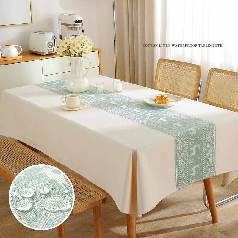 Thickened Imitation Cotton Linen Dining Household Square Wear-resistant Waterproof Oil Proof Tablecloth