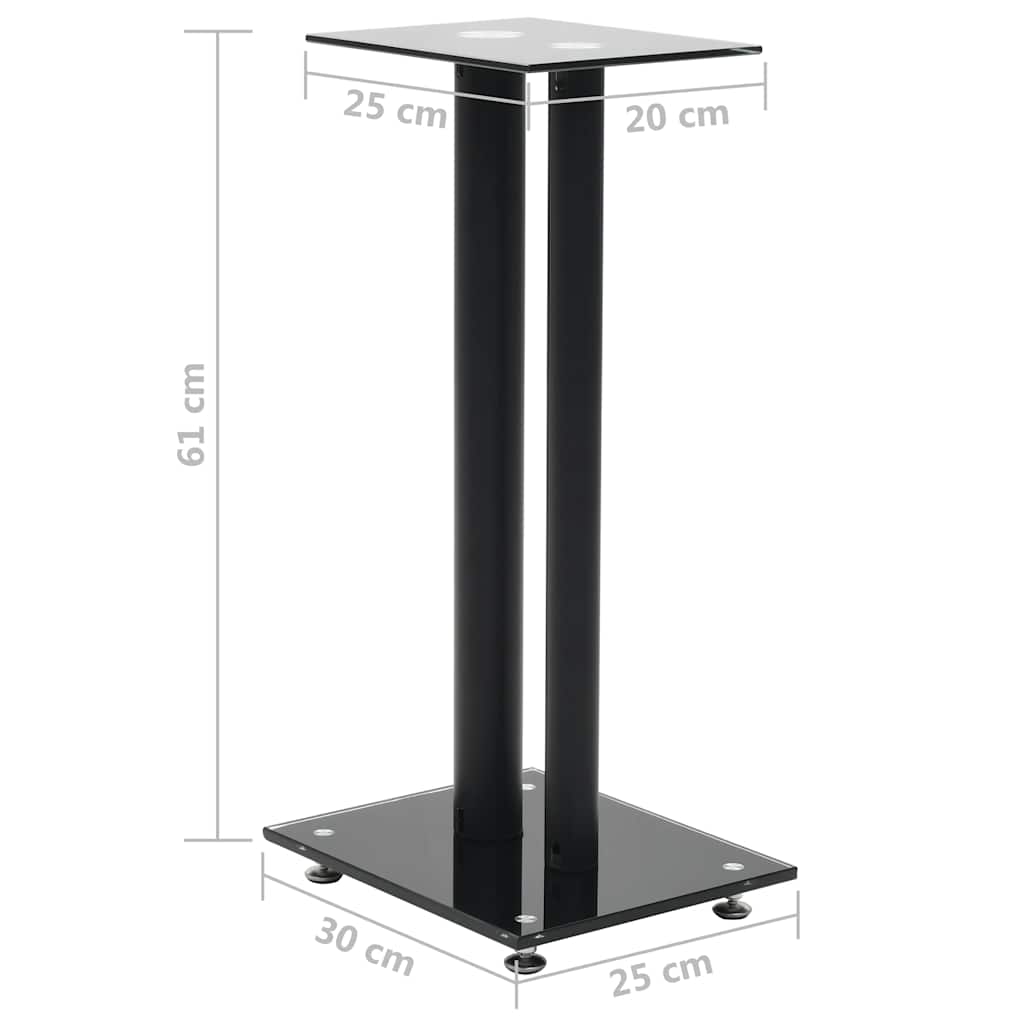 Speaker Stands (2 Pcs) Dual Column Design Tempered Glass Black