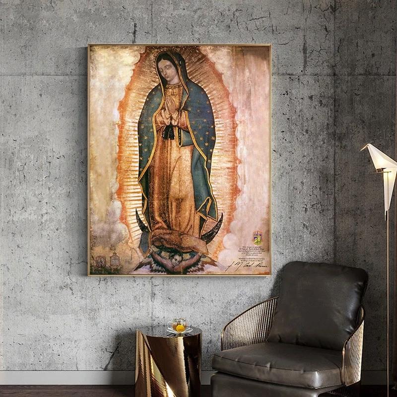 Modern Guadalupe Lady Canvas Painting Posters and Prints Quadros Wall Art Pictures for Living Room Home Decoration Cuadros