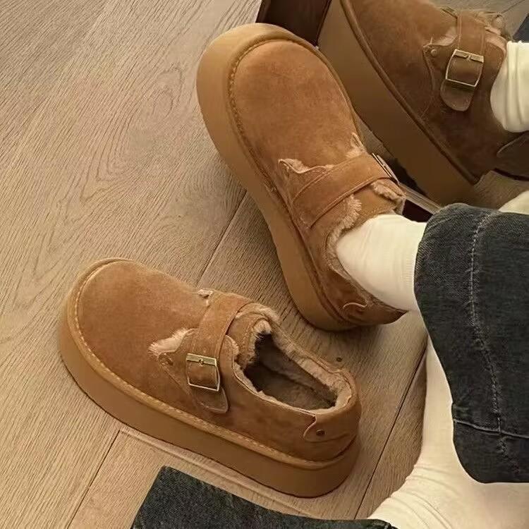 Thick-soled snow boots winter new velvet thickened warm cotton shoes bread shoes Birkenstocks