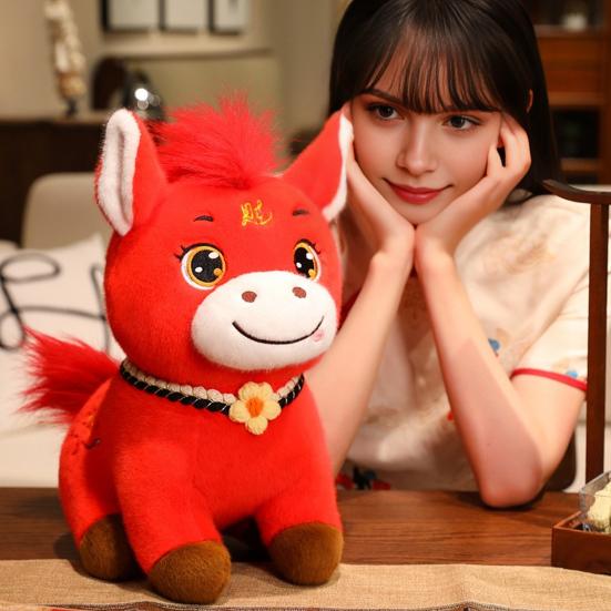 Horse Doll Auspicious Meaning Year of The Horse Plush Toy Traditional Zodiac Horse Theme Good Luck Doll Home Decor
