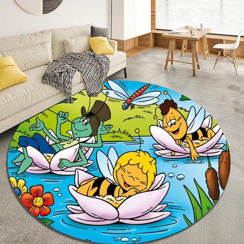 Tappeto Rotondo Api e Maya, Tappeto per Soggiorno Camera da Letto Divano Sala Giochi Decorazione, Tappetino Antiscivolo 34