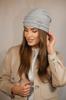 Women' Woolen Hat Decorated with Corals, Gray Kamea-Sakura