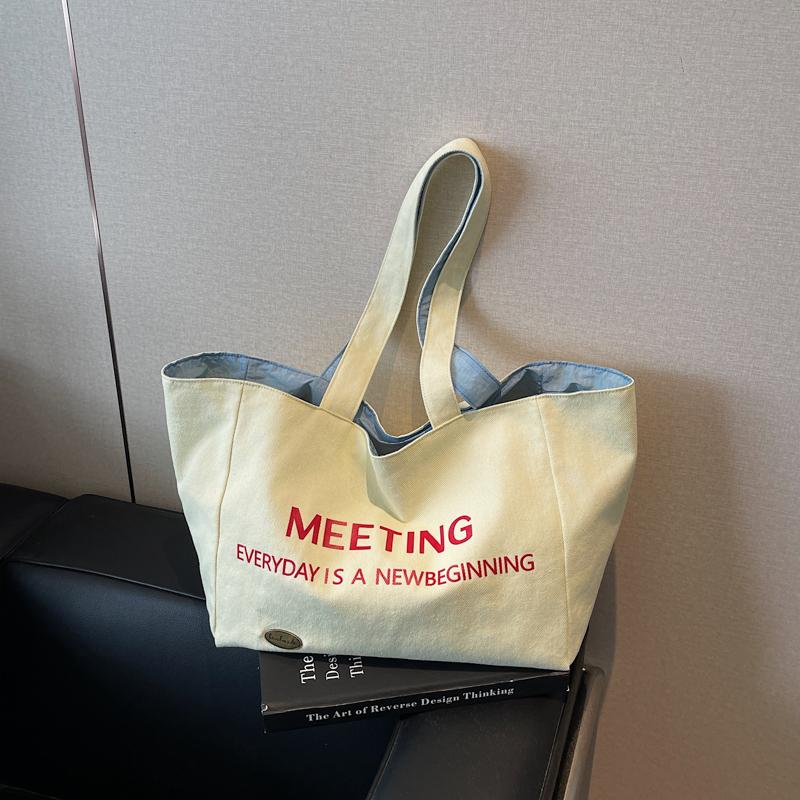 Double-Sided Tote Bag Women's Shoulder Bag Large Capacity Shopping Bag