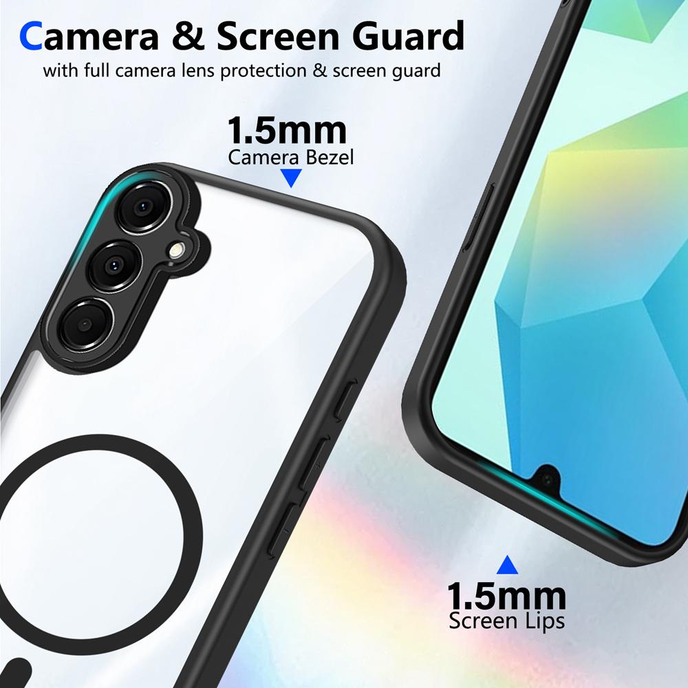 KEYSION Transparent Magnetic Phone Case for Samsung A56 5G A36 A26 5G Silicone+PC HD Clear Shockproof Cover for Galaxy A16 4G 5G