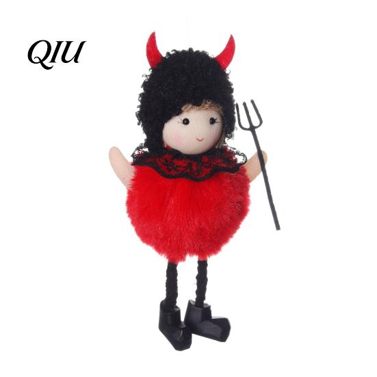 Halloween Plush Witch Doll Hanging with Lanyard, Cute Furry Pom Decoration Ball Ornament for Doors Windows Trees Party Decor Tree
