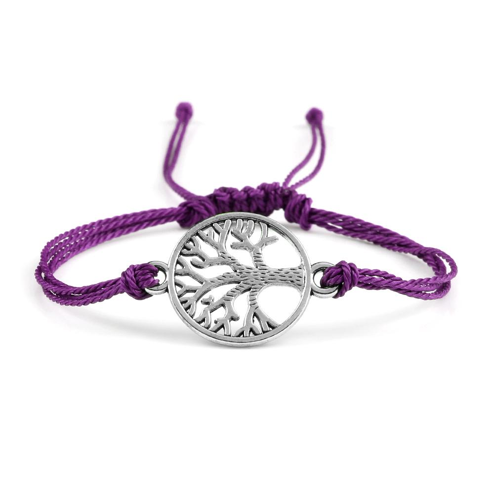 26Colors Wax Thread Braided Bracelets Charm Silver- Tree of Life String Bracelet Adjustable Bangles Friendship Gift Jewelry