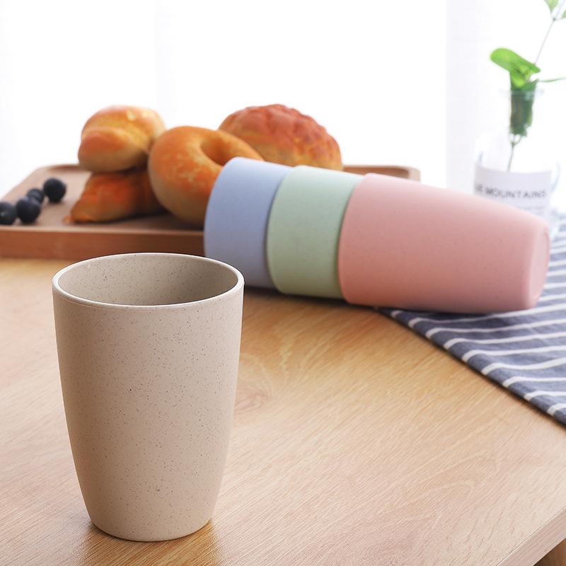 Nordic Style Plastic Tea Cups Eco-Friendly Wheat Straw Cup Coffee Tea Milk Drink Cup Toothbrush Cup for Home Bathroom