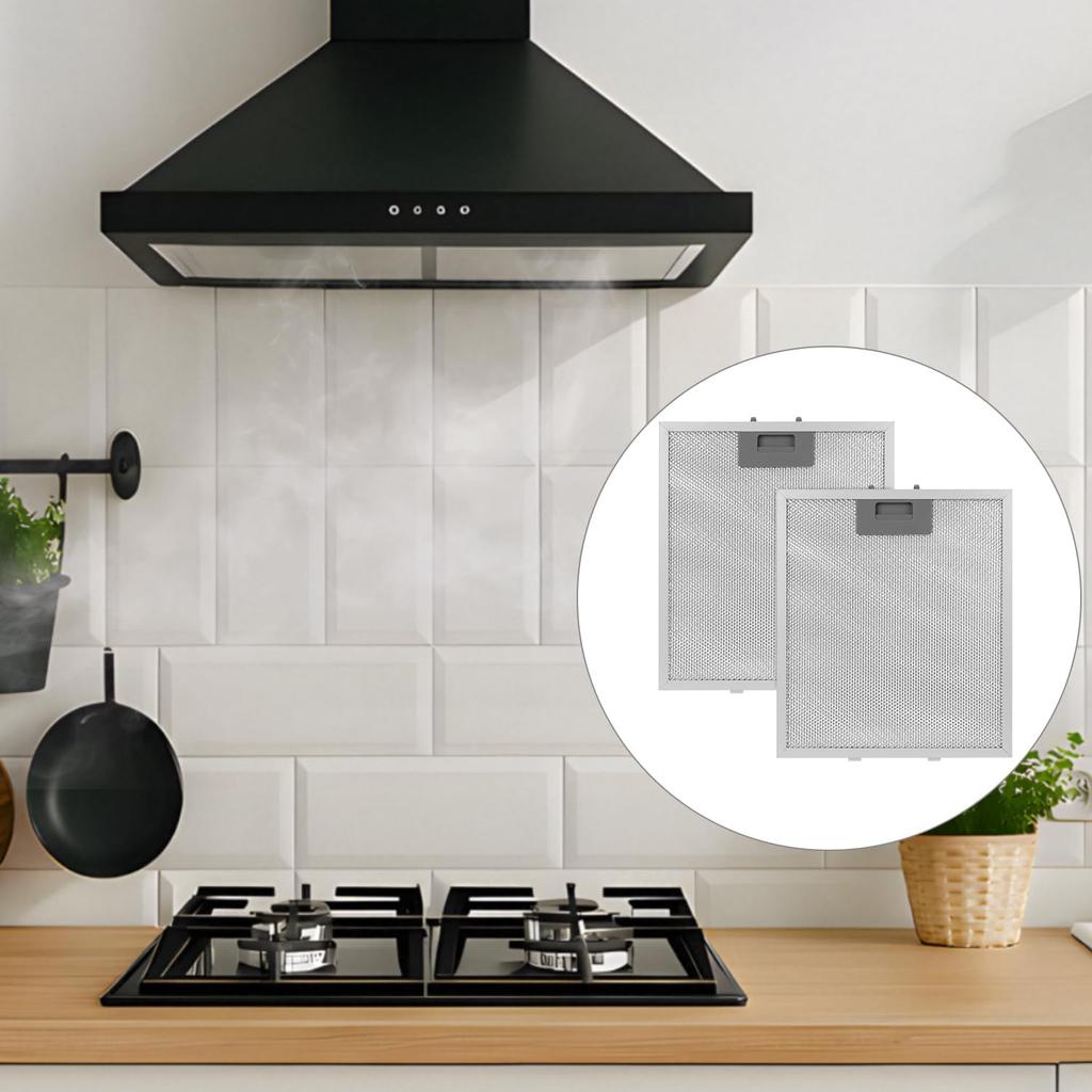 Confezione da 2 Filtri Metallici a Rete Universali per Cappa da Cucina 305 x 267mm, Filtri in Alluminio a 5 Strati per Cappa Aspirante