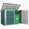 Zamykatelný box na popelnice, box na vybavení s víkem s dvojitými dveřmi pro 2 popelnice, ocelový 179,5 x 108 x 129,5/113 cm, zelený