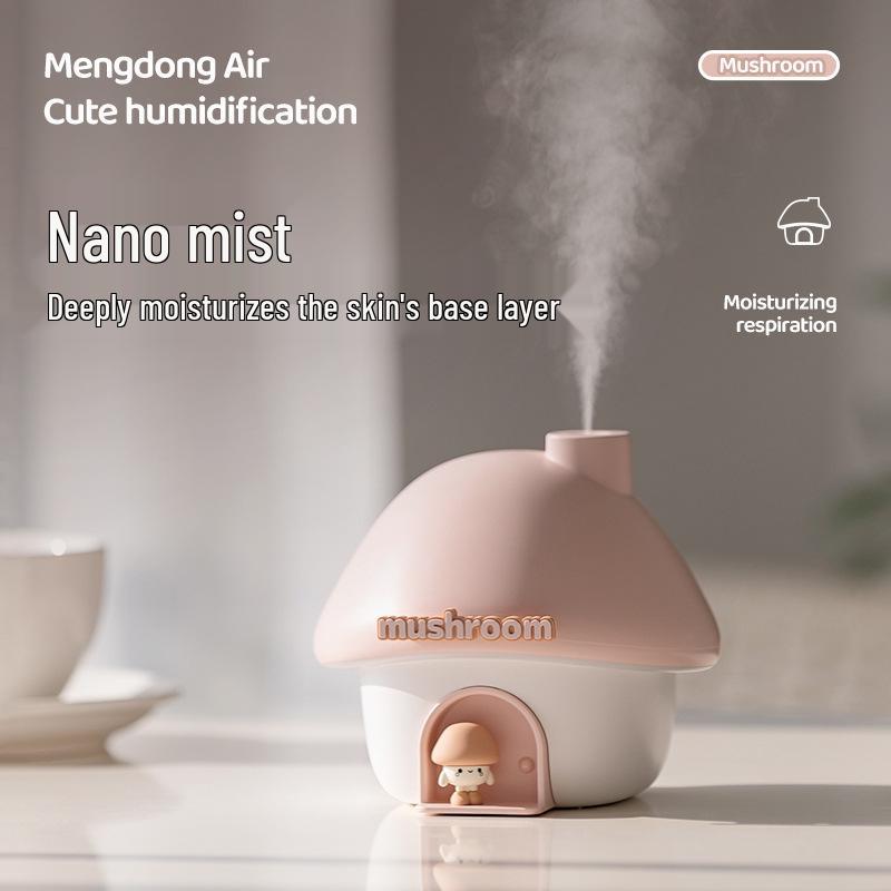 Mushroom House USB Humidifier with Sunset Lamp - Large Capacity Mist for Bedrooms and Offices