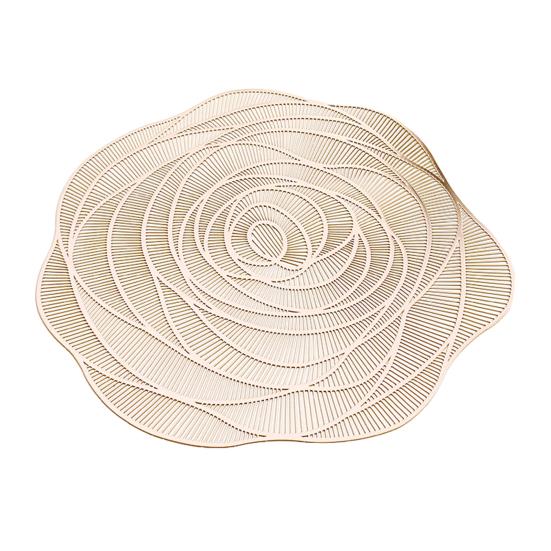 Modern Dining Table Accessories Rose Placemat for Table, Non-slip PVC Heat Resistant Mat with Kitchen Protection Mats Pattern, 38cm Washable