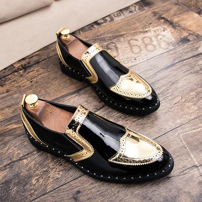 Scarpe Formale da Uomo alla Moda Mocassini Leggeri da Esterno Suola Spessa Resistenti all'Usura Scarpe in Pelle Nero Oro e Argento Taglie 38-48