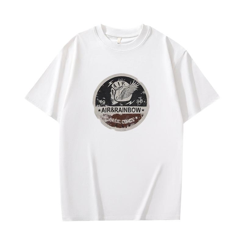 Retro Short Sleeved T-shirt for Men's Summer Fashion Brand Pure Cotton T-shirt with Fashionable Pattern