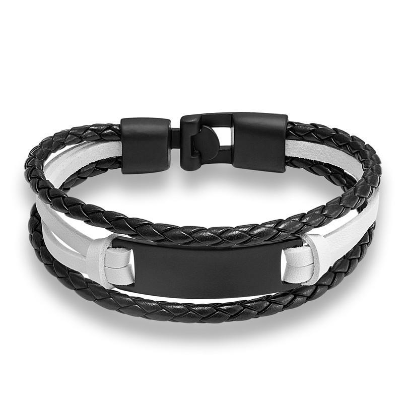 Handgewebtes mehrlagiges Herren-Lederarmband Ethnisches einfaches Namensschildband Retro Studentenaccessoire