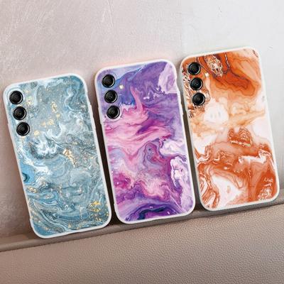 Etui z miękkiego silikonu z wzorem marmuru do Xiaomi Redmi Note 13 Poco C65 Samsung M35 A55 S24 iPhone Huawei Honor Realme Camera Ochronna obudowa odporna na wstrząsy