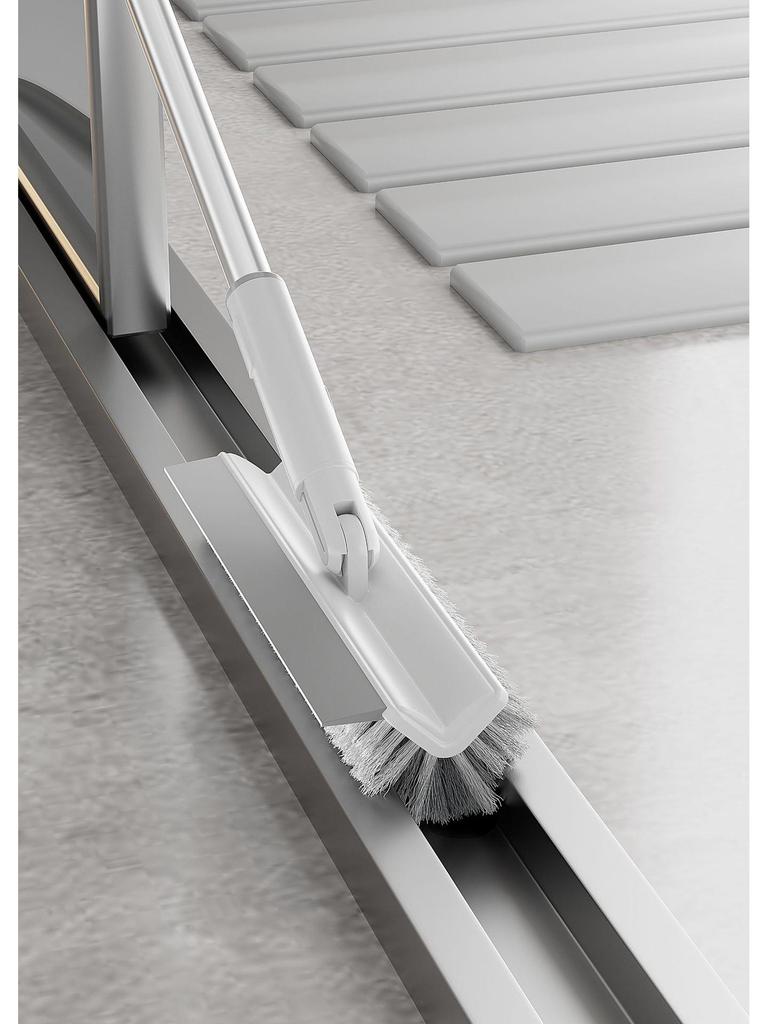 V-Shaped Long Handle Bathroom Floor and Tile Cleaning Brush with Thick Bristles