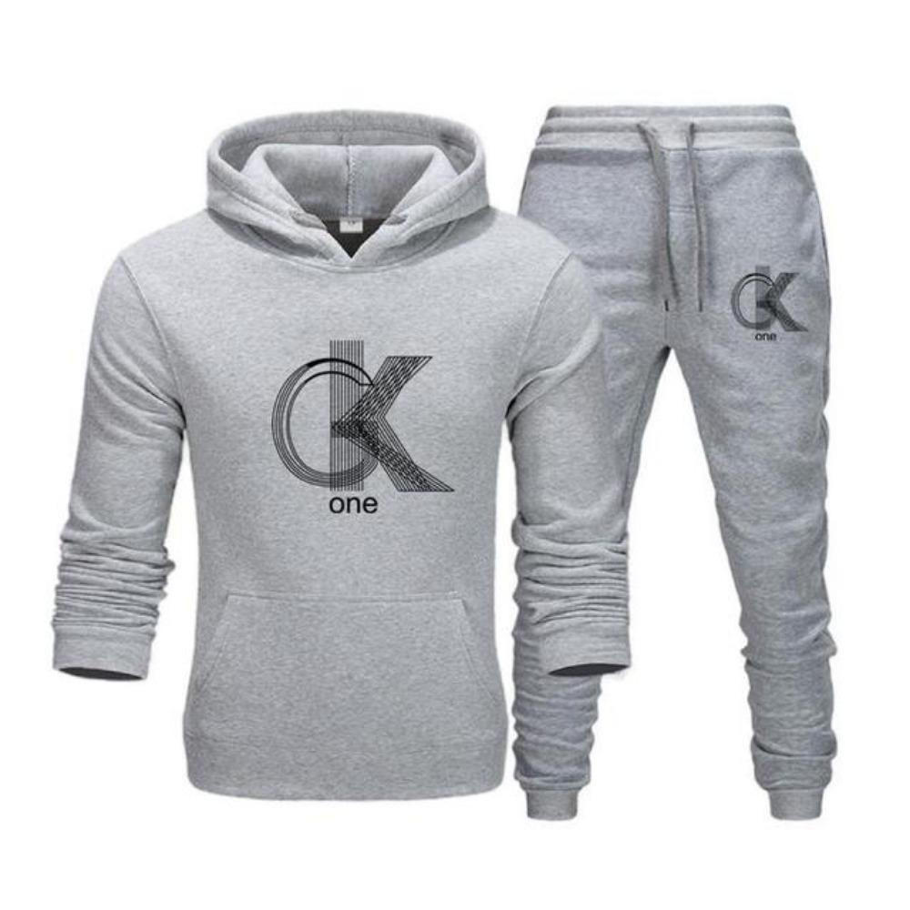 Herenmode Bedrukte Hoodie+Broek Set, Casual Sportkleding+Sportkleding Set