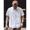 Old Money Style Linen Shirt Men's Short-Sleeved Summer Thin Loose Jacket Foreign Trade Men's Casual Cotton and Linen White Shirt