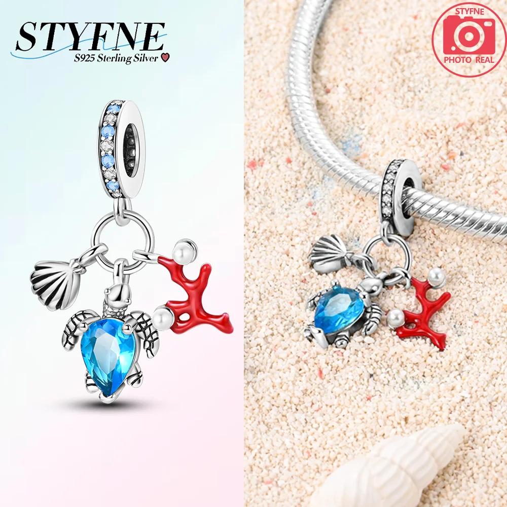 Pink Turtle Sea Star Shell Zircon Original Colored Copper Bead Fit Bracelet Charm Copper Fine Gift Diy Jewelry Accessory