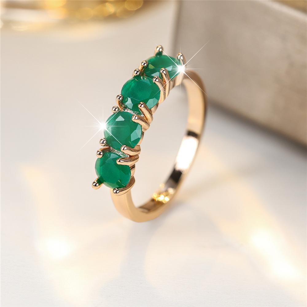 Charm Female White Green Zircon Stone Ring Gold Color Luxury Girlfriend Gift Wedding Jewelry For Women