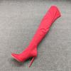 Footwear Thigh High Shoes for Woman Big Red Women's Boots Above Over The Knee with Laces Lace-up Pointed Toe Very Heel Work Pu