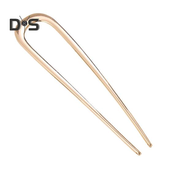 U-Shaped Hair Fork Elegant Golden Silver-color Alloy Anti-slip Long Thick Hair Updo Bun French Hair Pin Stick Women Girls Hair Accessories