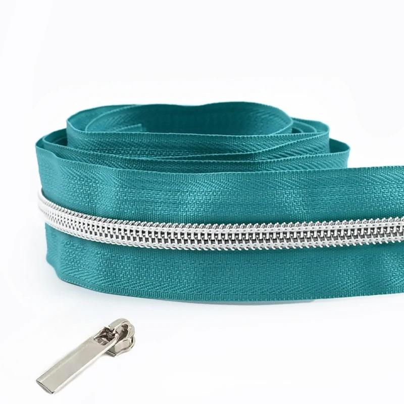 Cintas de Cremallera de Nylon #5 de 1/2/3/4/5 Metros con Deslizadores Cremalleras de Espiral Bolsa Cartera Bolsillo Tiradores de Cremallera Kit de Reparación de Cabezal Accesorios de Costura