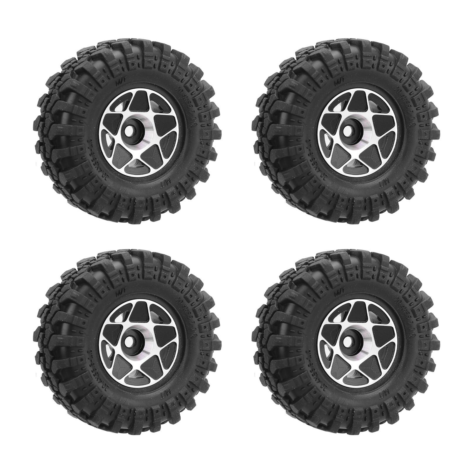 

Aluminum Alloy 1.0 Wheel Rims with 1.0 Tires Soft Rubber Crawler Wheel Tires 5 Star Hub for AXIAL чорний